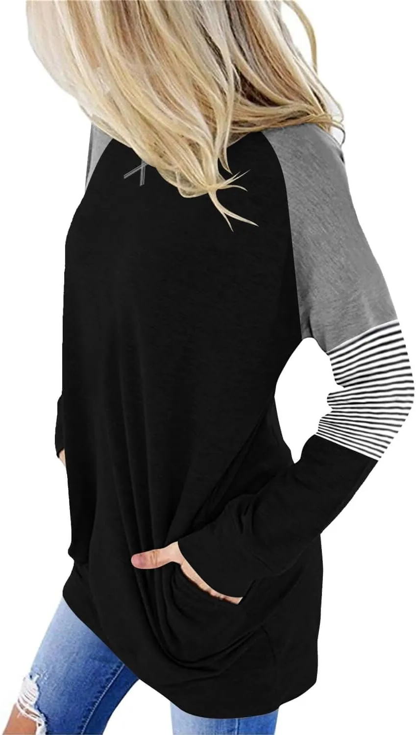 ONLYSHE Womens Crewneck Sweatshirt Casual Loose Fitting Tops Long Sleeve T Shirt