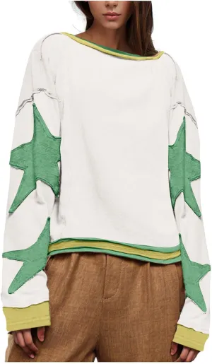 Oversized Graphic Sweatshirt for Women Vintage Crewneck Pullover Tops Long Sleeve Casual Fall Clothes Y2k Outfits