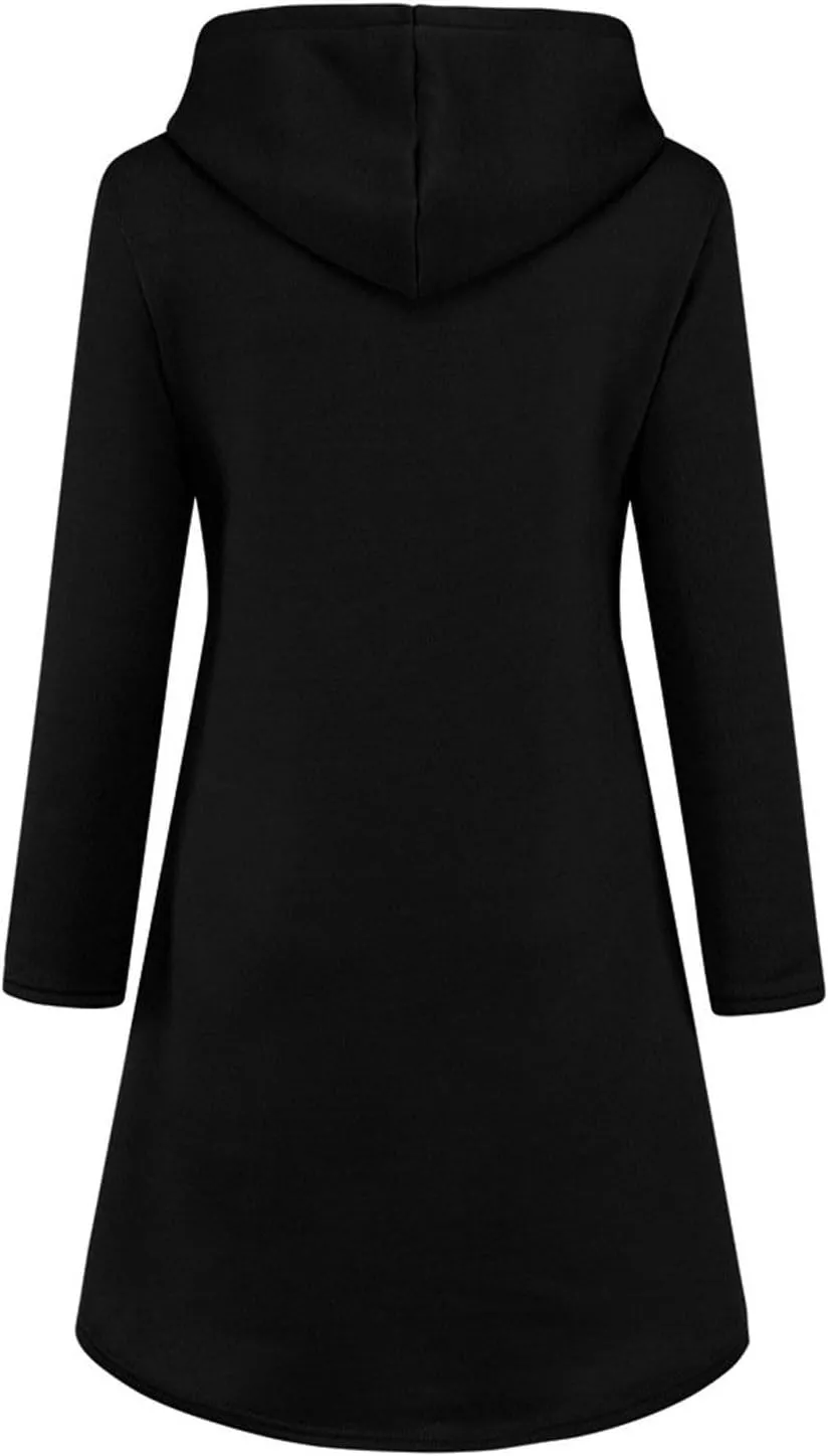 Oversized Hoodie Dress for Women Fleece Hooded Sweatshirt Dress with Pockets Casual Cute Preppy Tunic Mini Dresses
