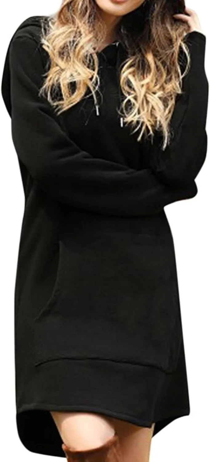 Oversized Hoodie Dress for Women Fleece Hooded Sweatshirt Dress with Pockets Casual Cute Preppy Tunic Mini Dresses