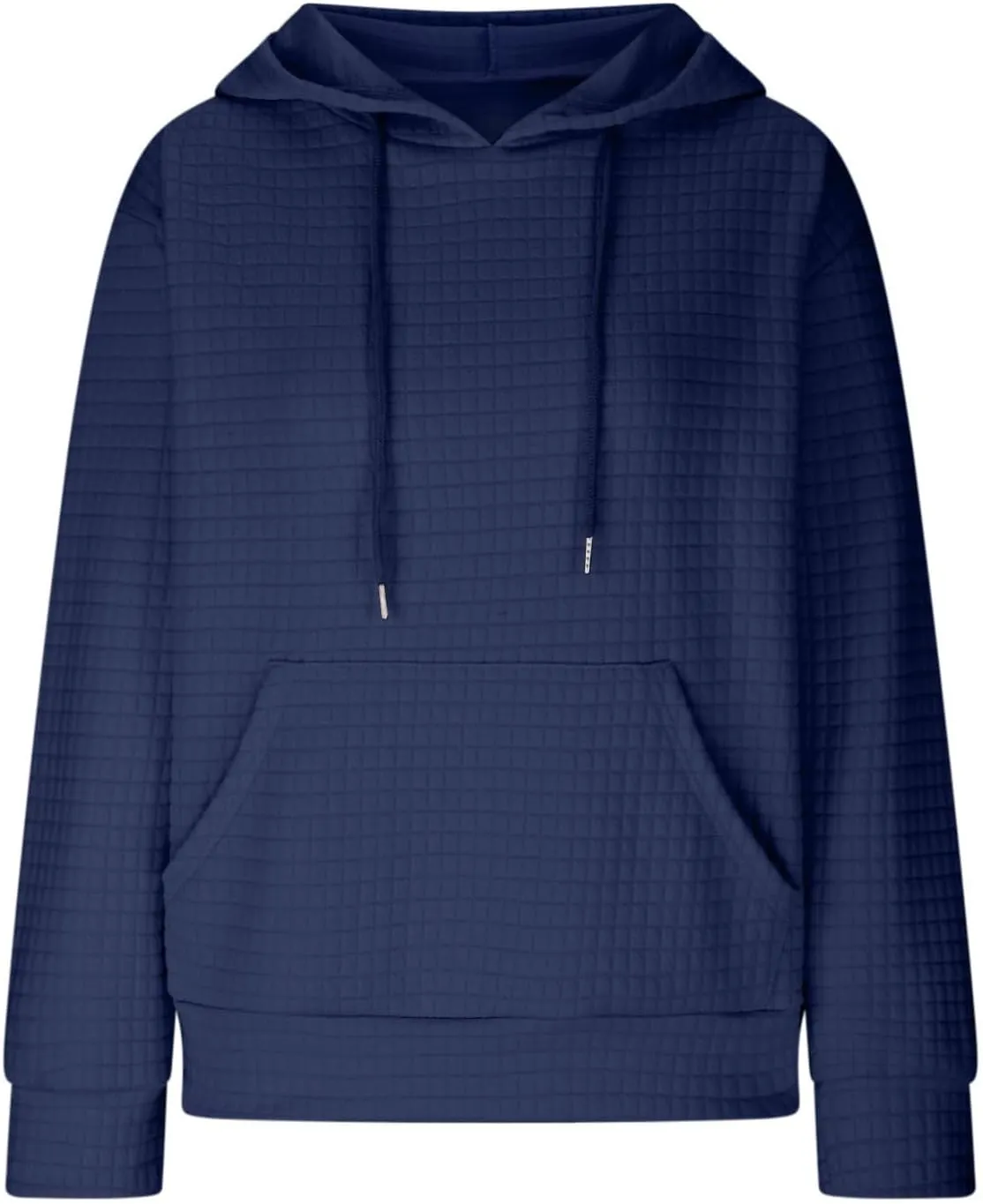 Oversized Hoodies for Women Athleisure Quilted Drawstring Crewneck Sweatshirts Fall Knit Pullover Sweaters with Pocket