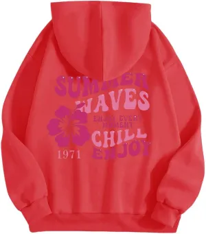 Oversized Hoodies For Women Graphic Trendy Y2K Preppy Clothes Long Sleeve Florals Pink Palm Puff Hoodie Sweatshirt