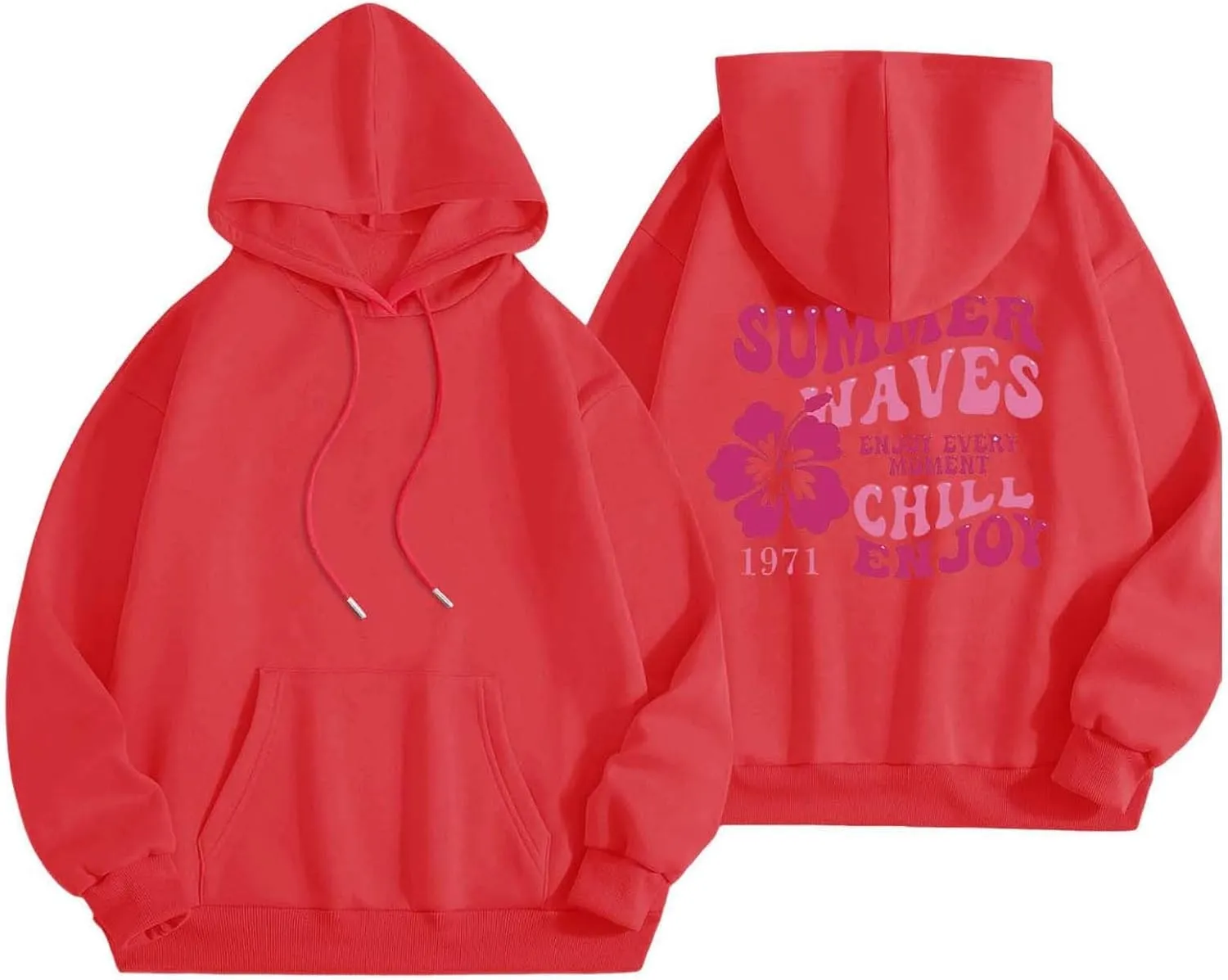 Oversized Hoodies For Women Graphic Trendy Y2K Preppy Clothes Long Sleeve Florals Pink Palm Puff Hoodie Sweatshirt