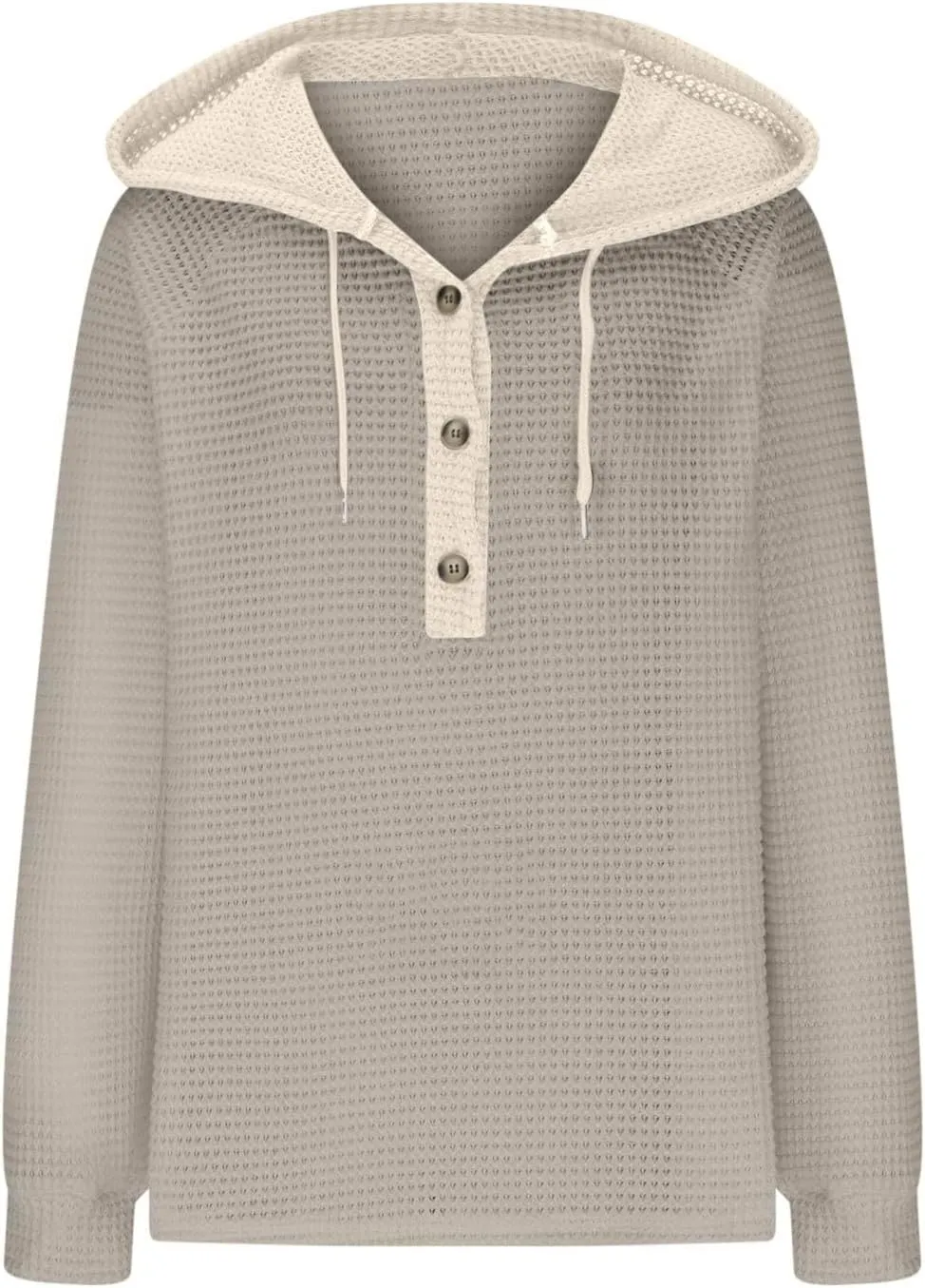 Oversized Hoodies for Women Soft V Neck Waffle Knit Hooded Sweatshirt Lightweight Fall Long Sleeve Pullover Sweaters