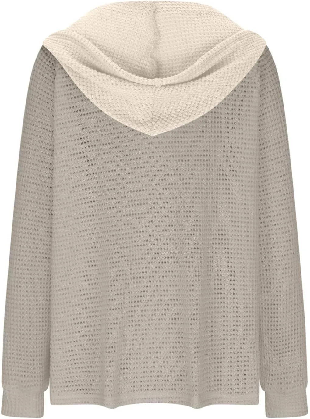 Oversized Hoodies for Women Soft V Neck Waffle Knit Hooded Sweatshirt Lightweight Fall Long Sleeve Pullover Sweaters