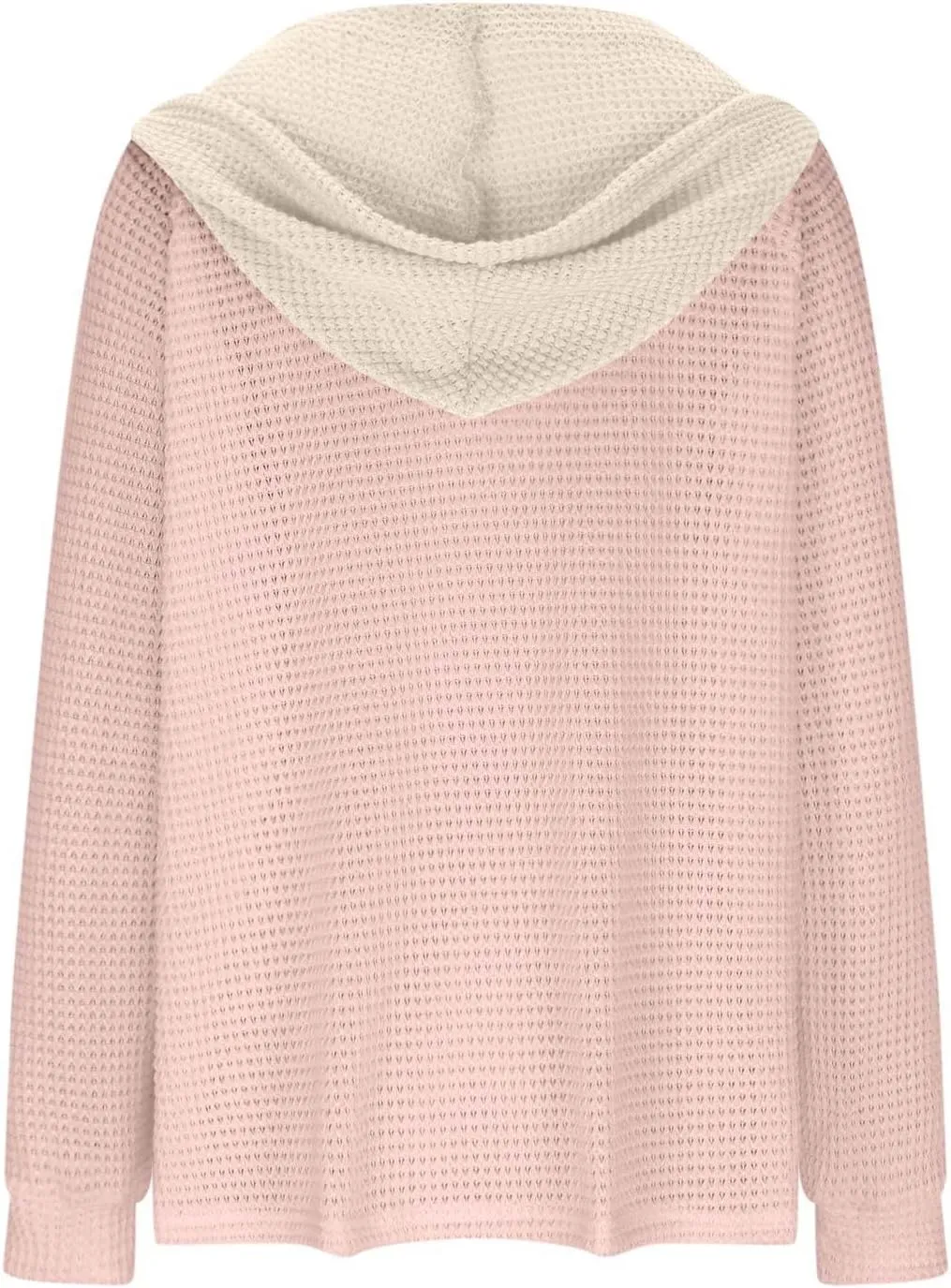 Oversized Hoodies for Women Soft V Neck Waffle Knit Hooded Sweatshirt Lightweight Fall Long Sleeve Pullover Sweaters