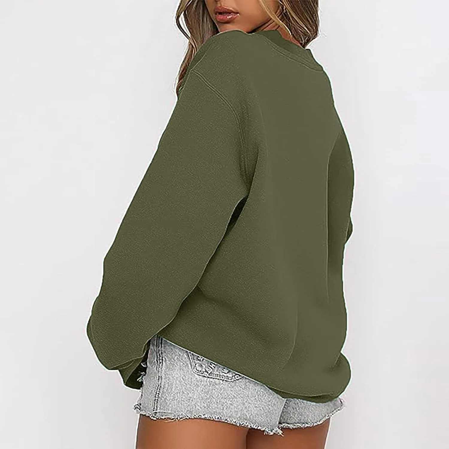 Oversized Long Sleeve Crewneck Sweatshirts for Women Cute Casual Loose Fleece Pullover Sweatshirt Fashion Fall Tops