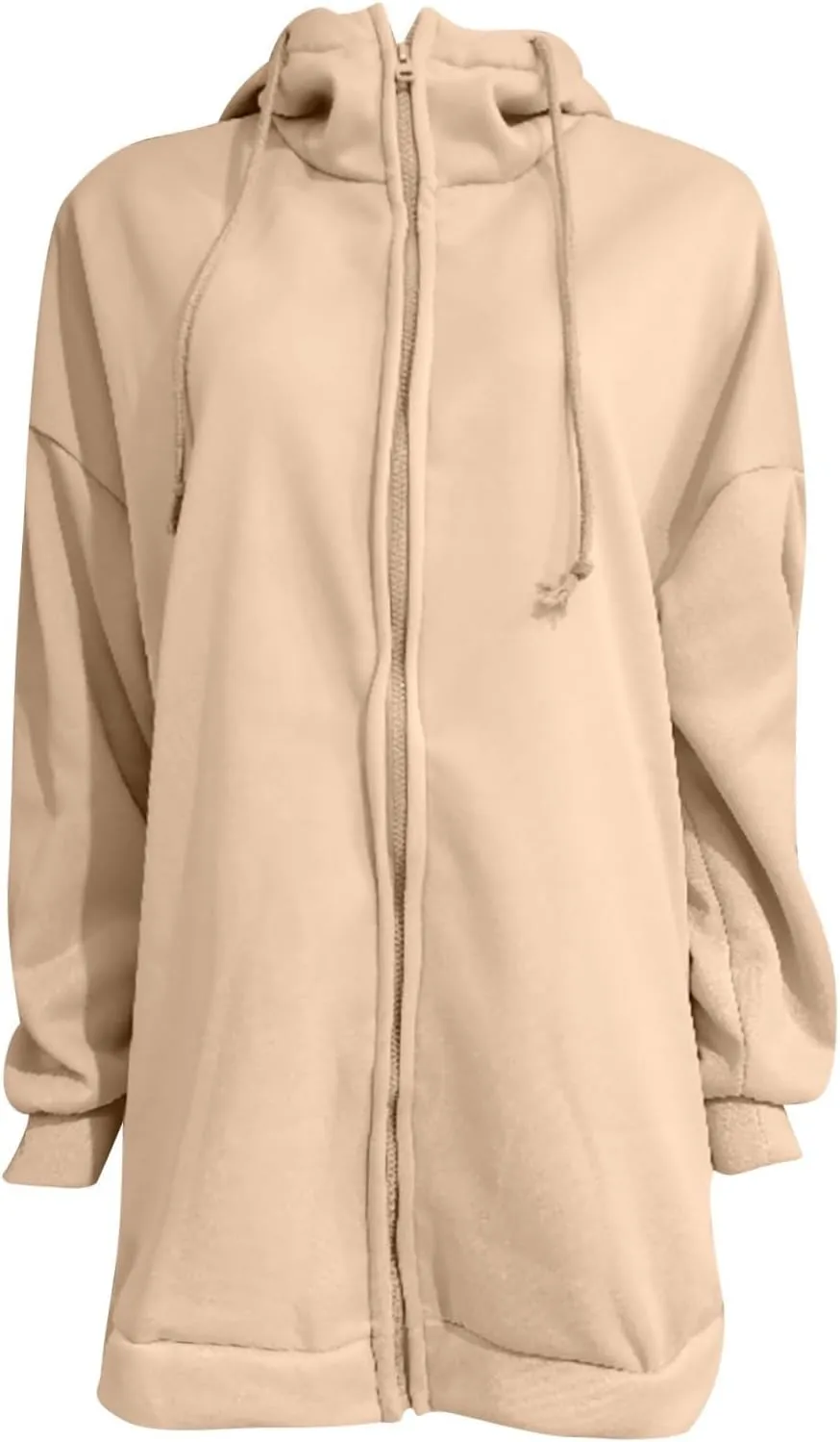 Oversized Zip Up Hoodies for Women Plus Size Long Sleeve Hooded Sweatshirt Casual Fall Long Jacket with Pockets