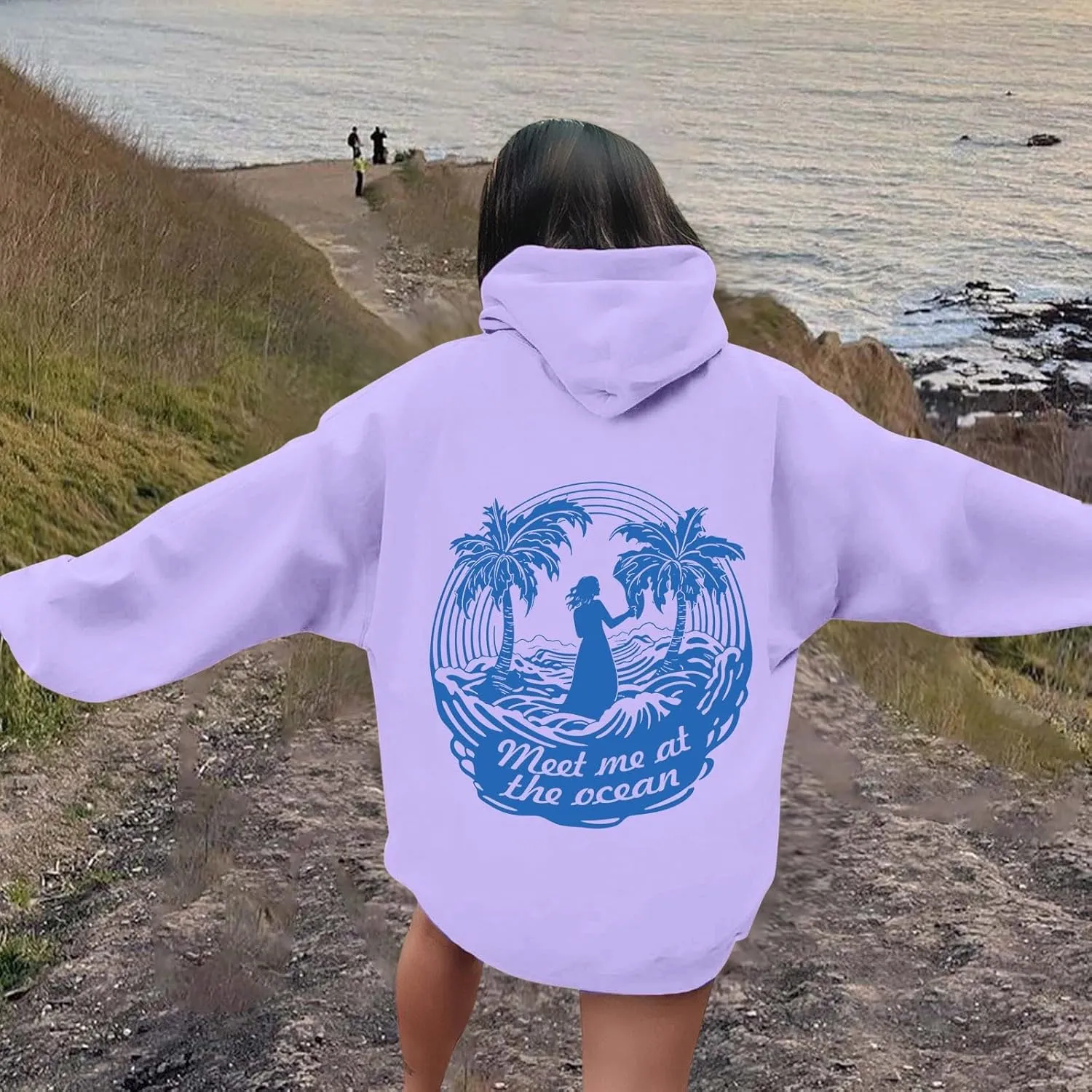 Pink Cute Hoodies For Teen Girls Oversized Cute Preppy Sweatshirt Pink Graphic Long Sleeve Drawstring Pullover Tops