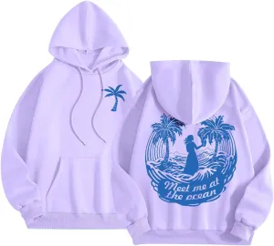 Pink Cute Hoodies For Teen Girls Oversized Cute Preppy Sweatshirt Pink Graphic Long Sleeve Drawstring Pullover Tops