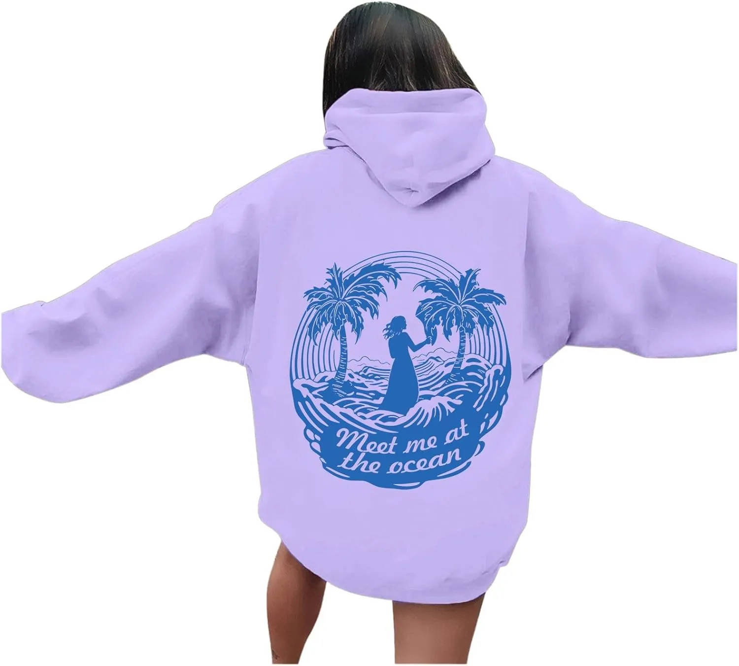 Pink Cute Hoodies For Teen Girls Oversized Cute Preppy Sweatshirt Pink Graphic Long Sleeve Drawstring Pullover Tops
