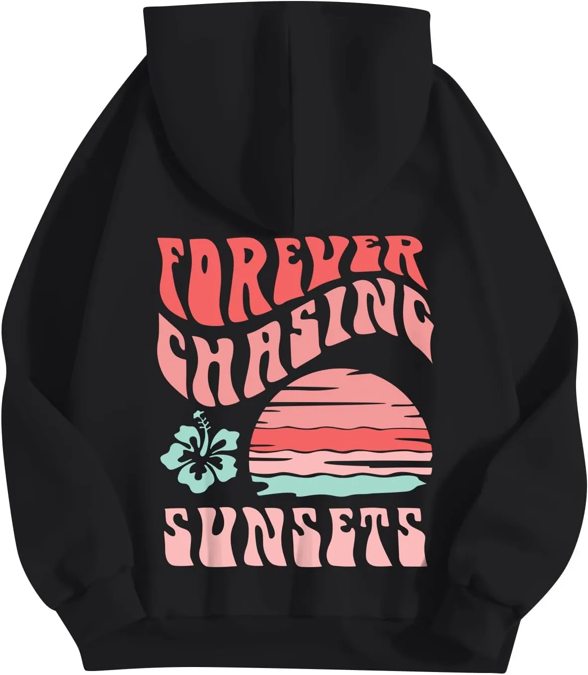 Pink Palm Puff Hoodie Sweatshirt for Women Oversized Graphic Hoodies Hooded Neck Pullover Sweater Fall Outfits 2024