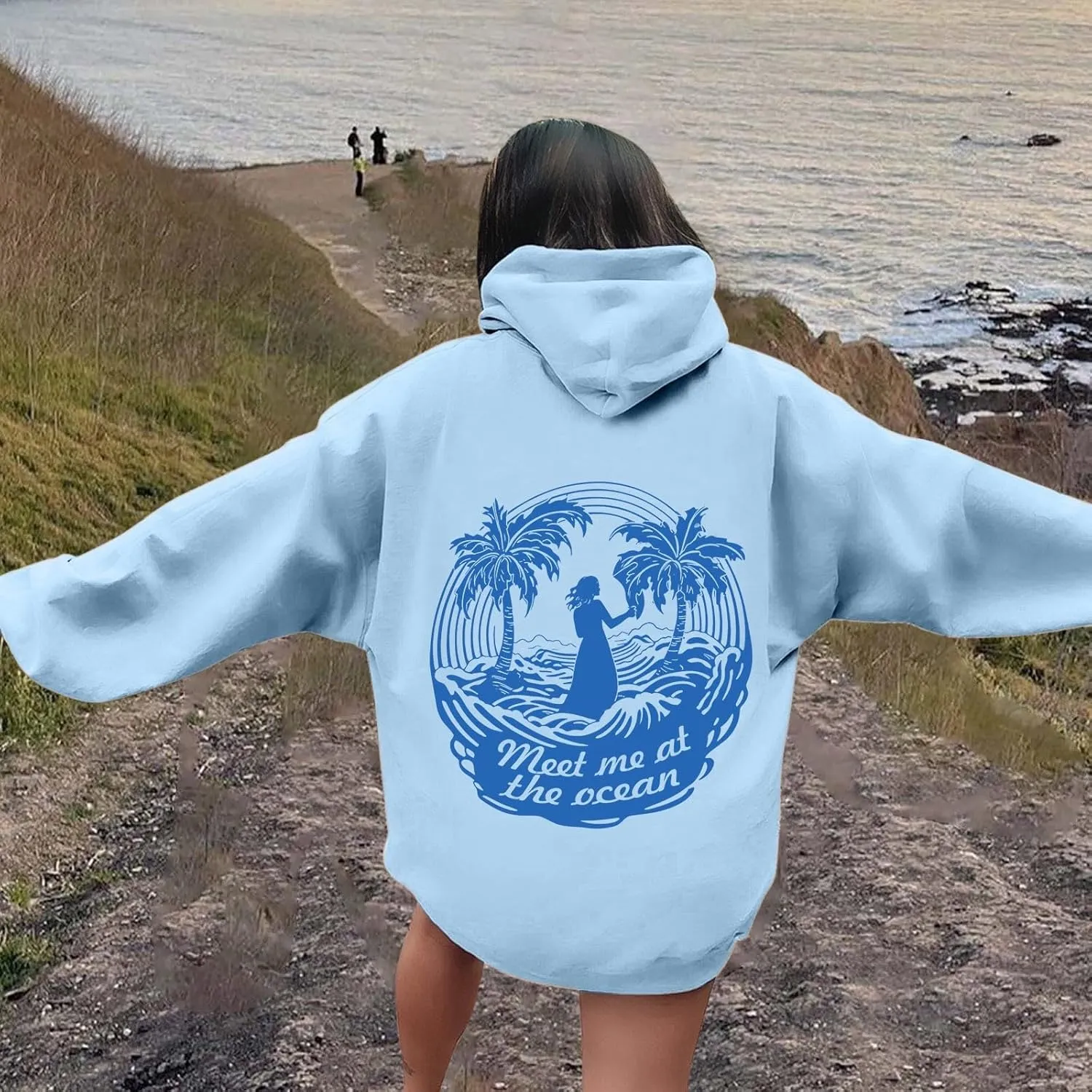 Pink Pom Puff Oversized Hoodies for Women, Teen Girls Preppy Sweatshirt Long Sleeve Y2K Graphic Tees with Pockets