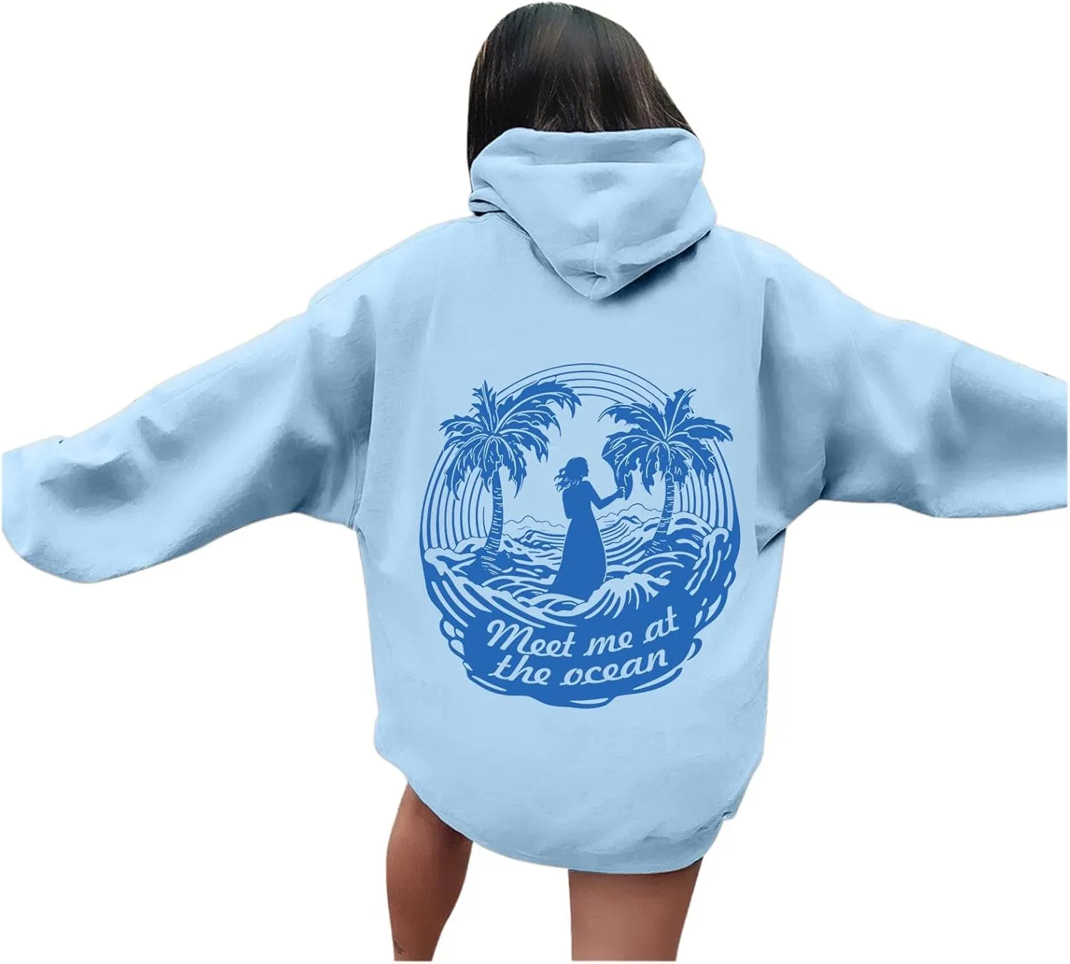 Pink Pom Puff Oversized Hoodies for Women, Teen Girls Preppy Sweatshirt Long Sleeve Y2K Graphic Tees with Pockets
