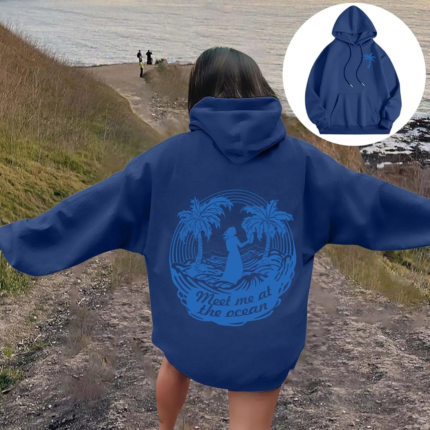 Pink Pom Puff Oversized Hoodies for Women, Teen Girls Preppy Sweatshirt Long Sleeve Y2K Graphic Tees with Pockets