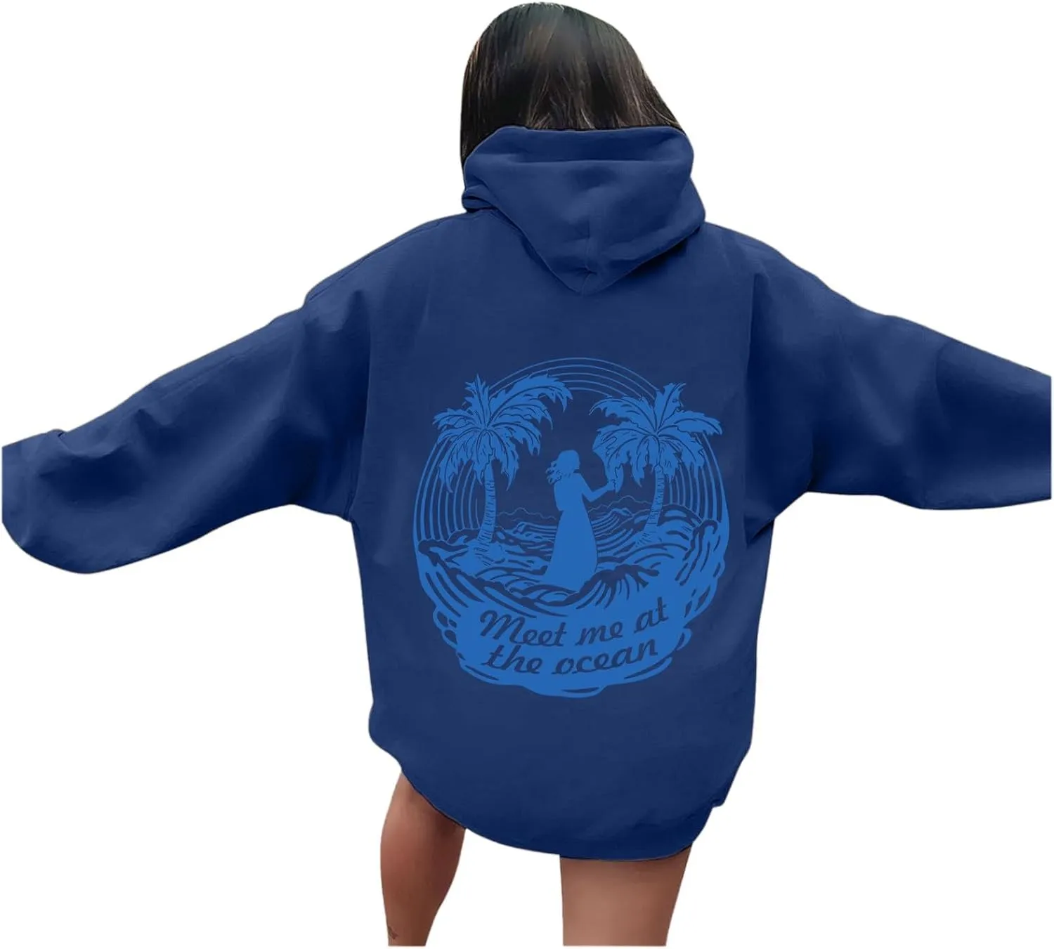 Pink Pom Puff Oversized Hoodies for Women, Teen Girls Preppy Sweatshirt Long Sleeve Y2K Graphic Tees with Pockets