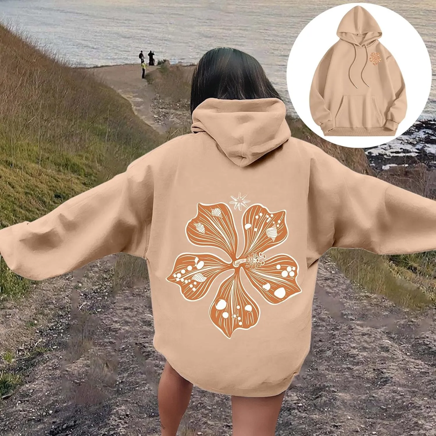 Pink Puff Hoodie Graphic Hoodies For Teen Girls Cute Sweatshirt Oversized Pullover Long Sleeve Preppy Tops