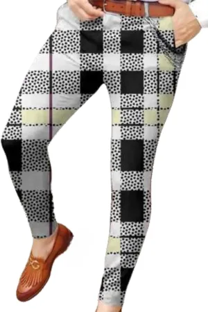Plaid Dress Pants for Mens Slim Fit Dress Pants Business Casual Fashion Flat Front Skinny Golf Chinos Trousers
