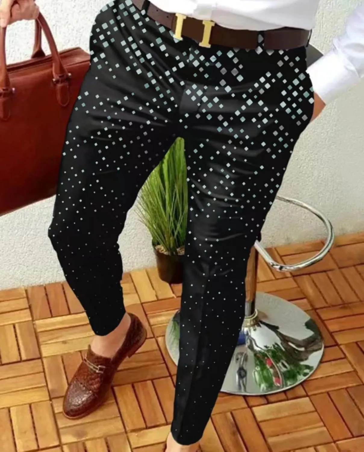 Plaid Dress Pants for Mens Slim Fit Dress Pants Business Casual Fashion Flat Front Skinny Golf Chinos Trousers