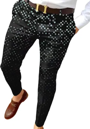 Plaid Dress Pants for Mens Slim Fit Dress Pants Business Casual Fashion Flat Front Skinny Golf Chinos Trousers