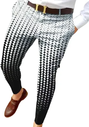 Plaid Dress Pants for Mens Slim Fit Dress Pants Business Casual Fashion Flat Front Skinny Golf Chinos Trousers