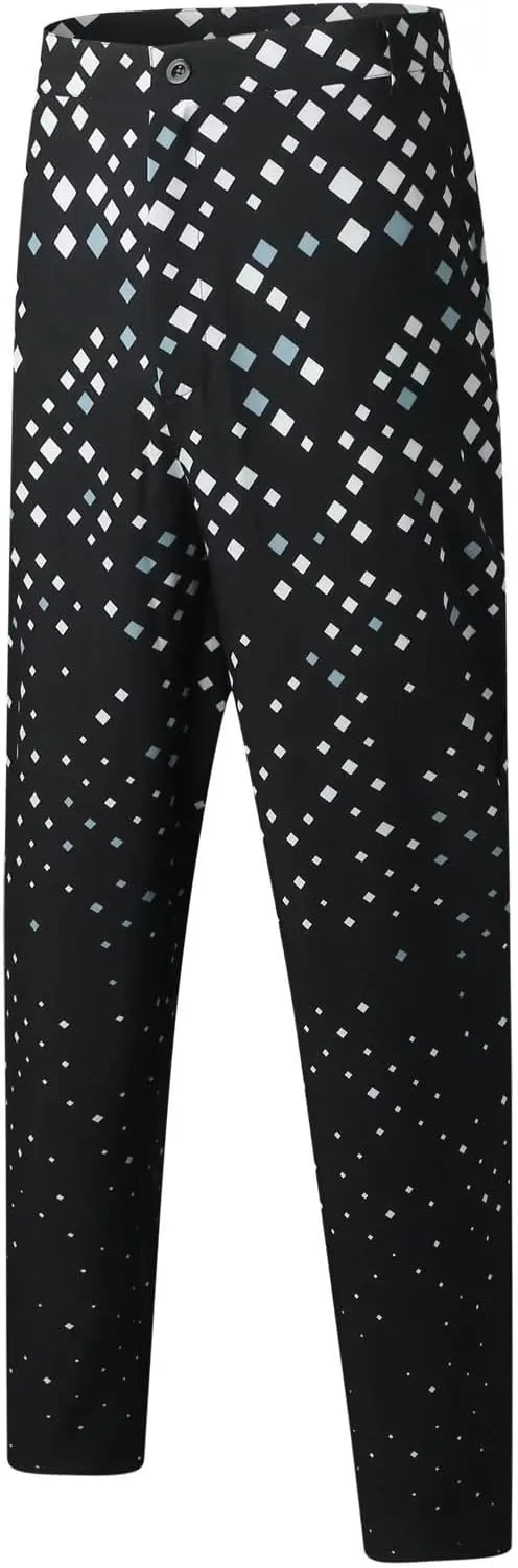 Plaid Dress Pants for Mens Slim Fit Dress Pants Business Casual Fashion Flat Front Skinny Golf Chinos Trousers