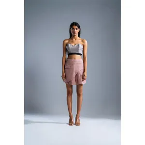 PRIMAL GRAY Dusky Pink Organic Linen Pleated Skirt