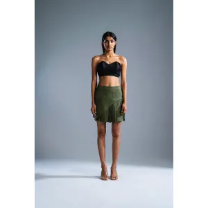 PRIMAL GRAY Green Organic Linen Pleated Skirt