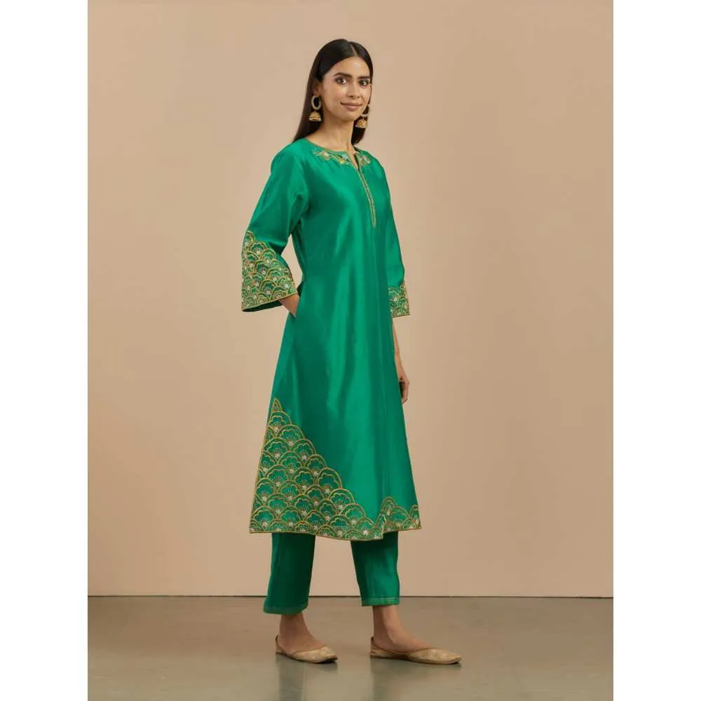 Priya Chaudhary Green Chanderi Silk Pants