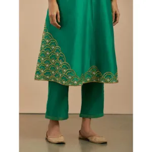 Priya Chaudhary Green Chanderi Silk Pants