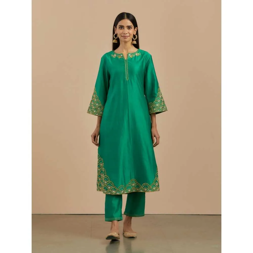Priya Chaudhary Green Chanderi Silk Pants