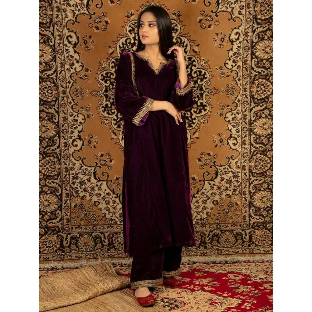 Priya Chaudhary Purple Silk Velvet Kurta
