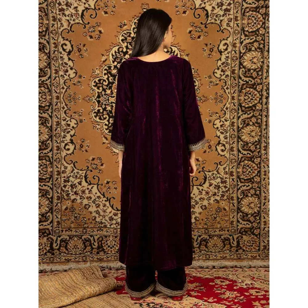 Priya Chaudhary Purple Silk Velvet Kurta