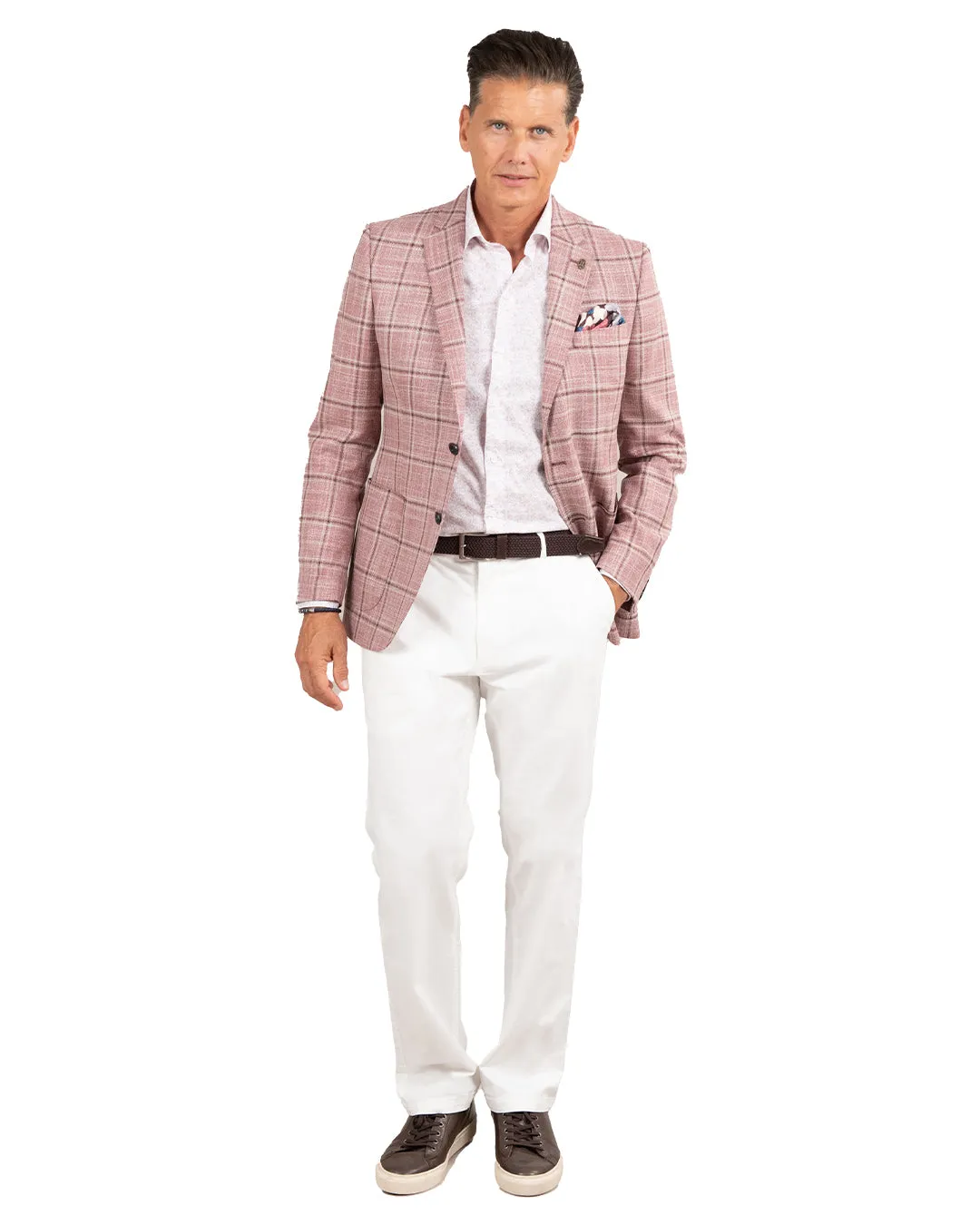 Red Lanificio F.lli Cerruti Wool And Silk Windowpane Check Jacket