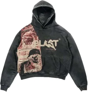 Retro Y2K Hoodie Gothic Casual Alphabet Blast Print Pattern Skull Fashion Hoodie Women Harajuku Clothing
