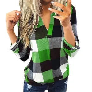 RMXEi Wearable Blanket Hoodie,Women Casual Cotton Long Sleeve Plaid Shirt Women's Slim Jacket Shirt Top