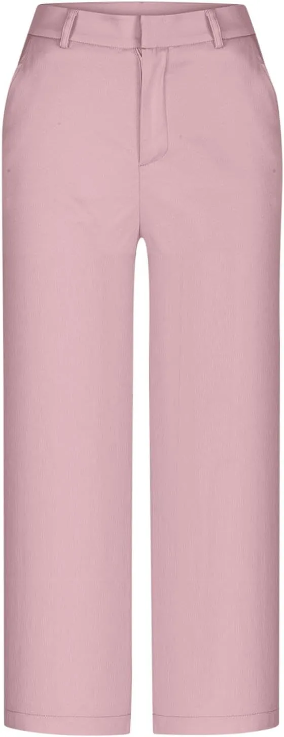 SHOPESSA Womens Capri Pants with Pockets High Waist Wide Leg Cropped Pants Casual Loose Fit Trousers Solid Summer Capris