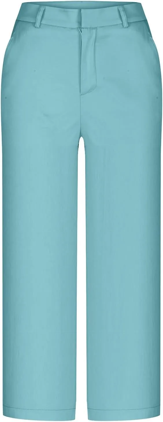 SHOPESSA Womens Capri Pants with Pockets High Waist Wide Leg Cropped Pants Casual Loose Fit Trousers Solid Summer Capris