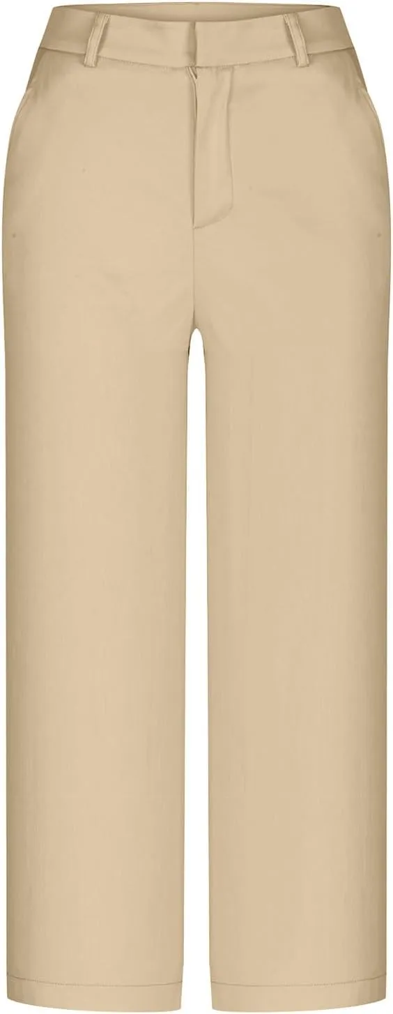 SHOPESSA Womens Capri Pants with Pockets High Waist Wide Leg Cropped Pants Casual Loose Fit Trousers Solid Summer Capris