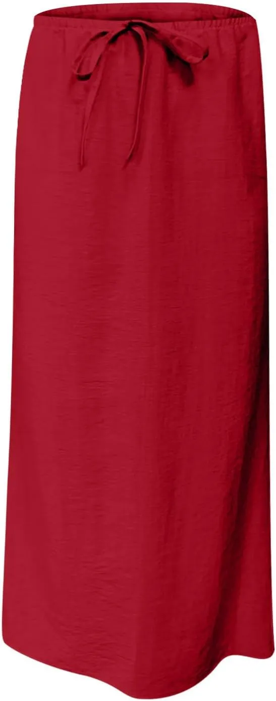 Skirt for Women Maxi Length Skorts Linen Slim Tunics Elastic Waist Basic Drawstring Casual Skort Women 2025 Y2K