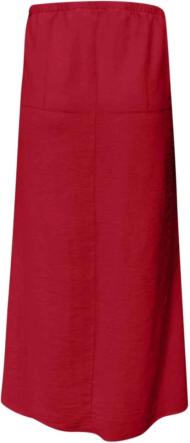 Skirt for Women Maxi Length Skorts Linen Slim Tunics Elastic Waist Basic Drawstring Casual Skort Women 2025 Y2K