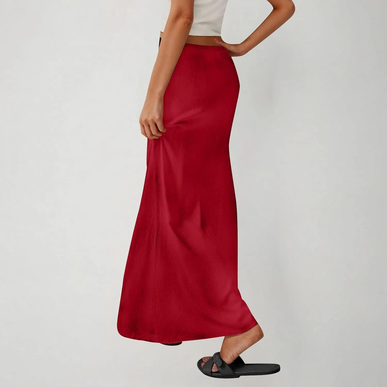Skirt for Women Maxi Length Skorts Linen Slim Tunics Elastic Waist Basic Drawstring Casual Skort Women 2025 Y2K