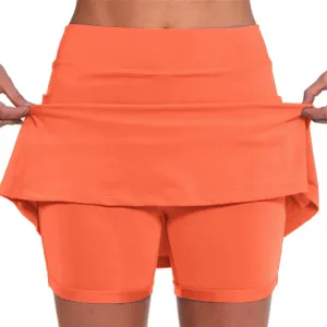 Skorts for Woman Athletic Yoga Culottes Tummy Control High Waist Shorts Running Gym Workout Skirt with Pockets