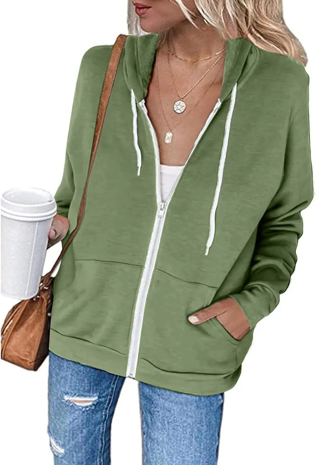 SMIDOW Womens Oversized Zip Up Hoodies Sweatshirt Fall y2k Clothes Teen Girls Casual Lightweight Drawstring Hoodie Jacket