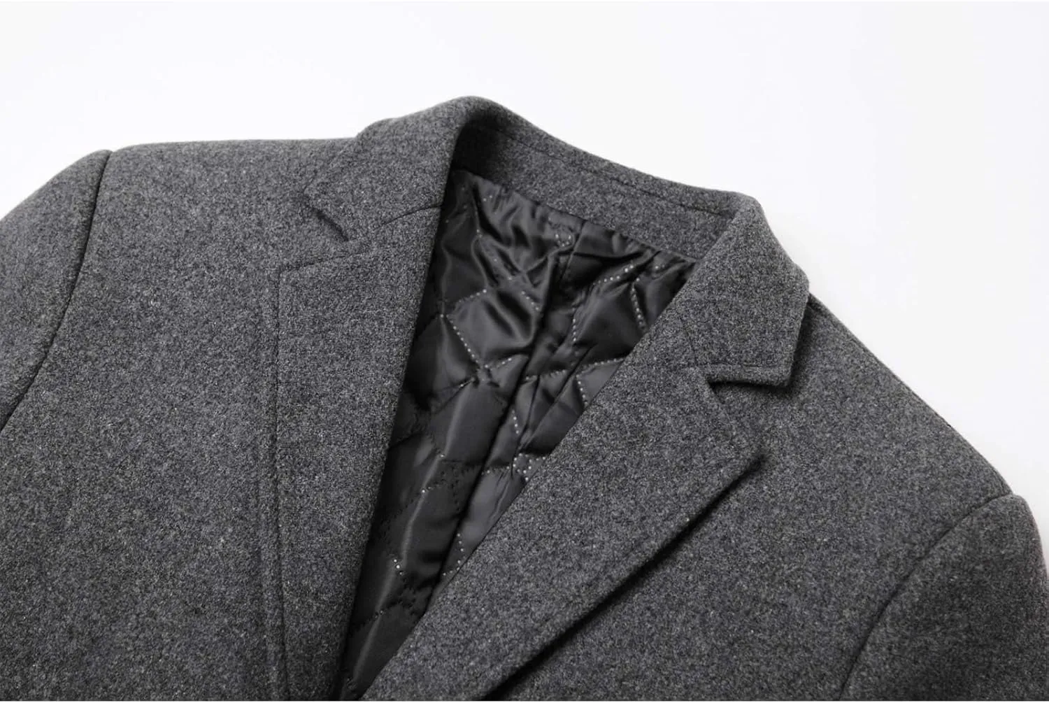 SOMTHRON Men's Winter Trench Coat Lapel Single Breasted Slim Fit Wool Blend Overcoat Jacket Long Pea Coat