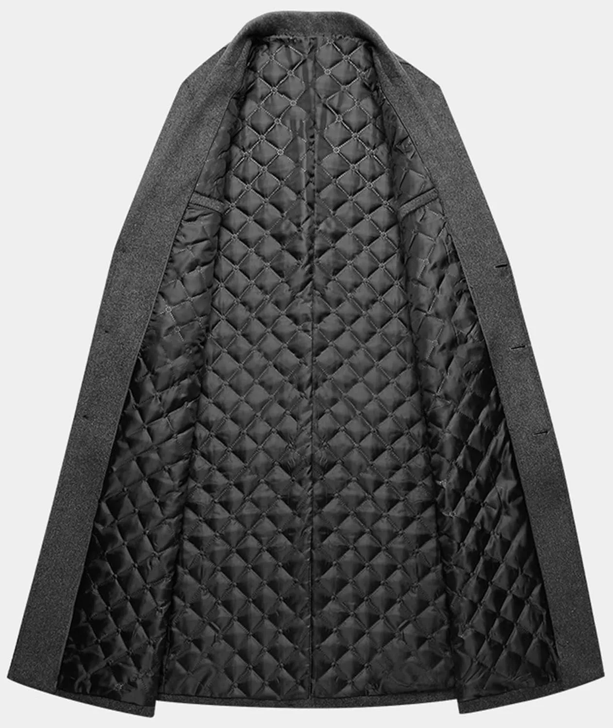 SOMTHRON Men's Winter Trench Coat Lapel Single Breasted Slim Fit Wool Blend Overcoat Jacket Long Pea Coat