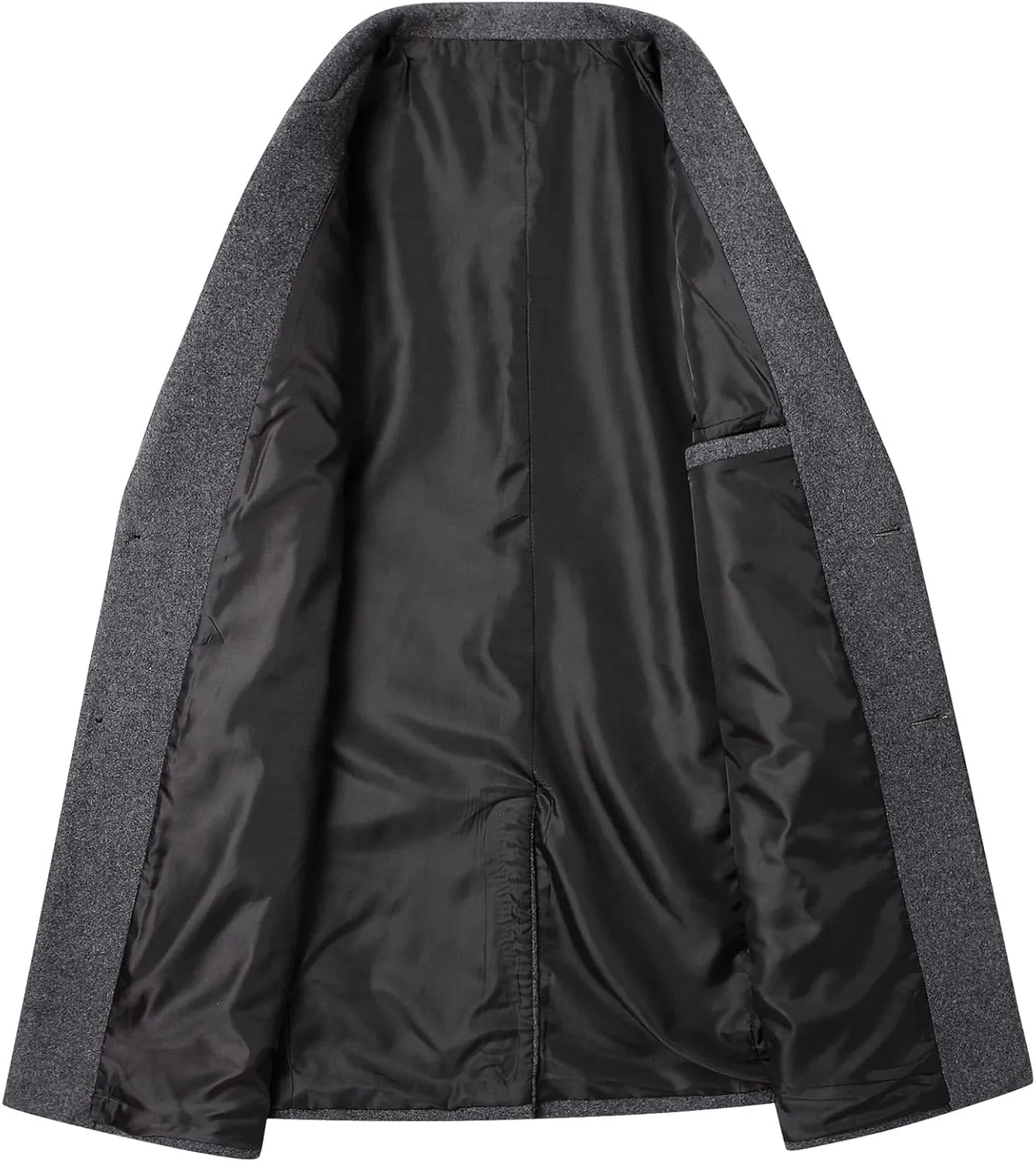 SOMTHRON Men's Winter Trench Coat Lapel Single Breasted Slim Fit Wool Blend Overcoat Jacket Mid-Long Pea Coat