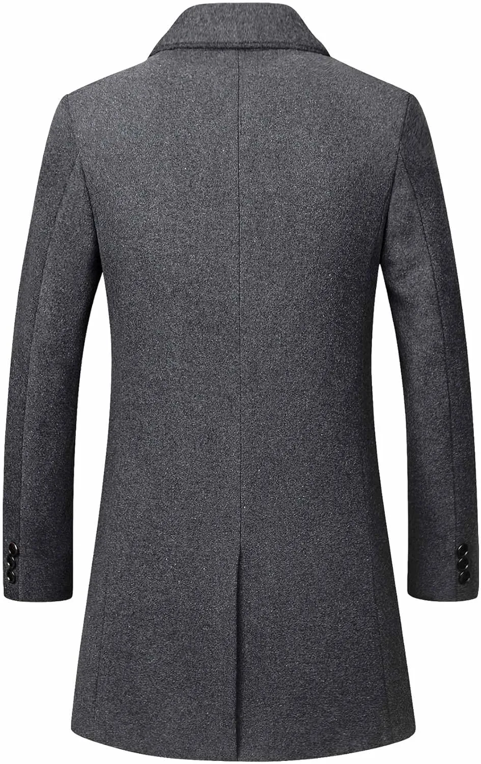 SOMTHRON Men's Winter Trench Coat Lapel Single Breasted Slim Fit Wool Blend Overcoat Jacket Mid-Long Pea Coat
