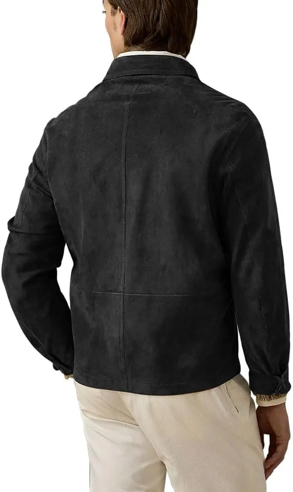 Suede Leather Jacket Men  Real Lambskin Suede Casual Leather Jackets For Men - Mens Suede Jacket