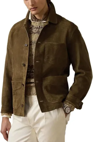 Suede Leather Jacket Men  Real Lambskin Suede Casual Leather Jackets For Men - Mens Suede Jacket